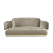 Lit 145 - Odette - Lit en velours avec détails en laiton poli et plateforme relevable - Pacific Compagnie.