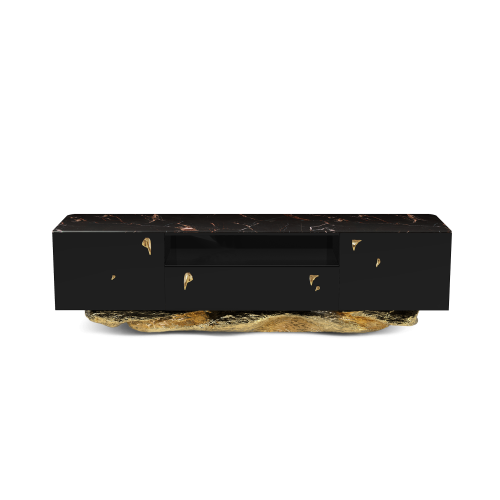 Meuble TV 145 - Angra - Luxury TV cabinet in Sahara Noir and Black - Pacific Compagnie.