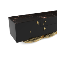 Meuble TV 145 - Angra - Modern marble and glass TV stand in dark tones - Pacific Compagnie.