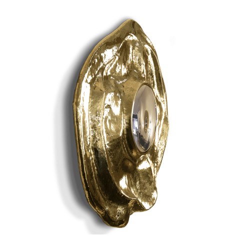 Miroir 145 - Angra - Miroir en laiton martelé à la main, nickel et laiton - Pacific Compagnie.