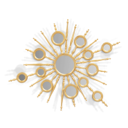 Miroir 145 - Apollo - Miroir en or avec cadre en bois et miroirs clairs, diamètre 160 cm, épaisseur 5 cm - Pacific Compagnie.