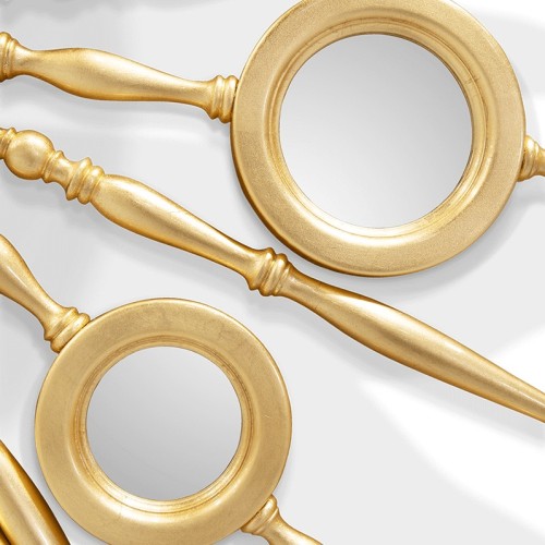 Miroir 145 - Apollo - Décoration murale avec miroir clair et cadre en bois doré - Pacific Compagnie.