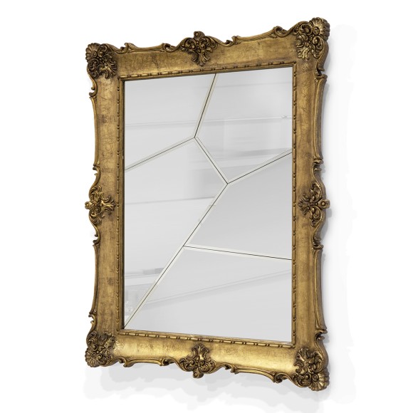 Miroir 145 - D. Dinis Fragmented - Décoration intérieure avec miroir en or vieilli et acier inoxydable - Pacific Compagnie.