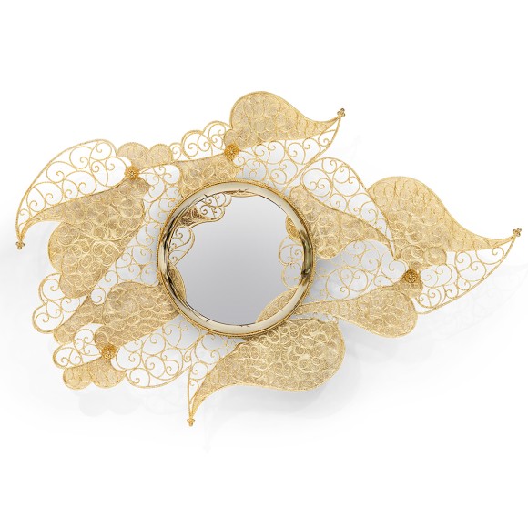 Miroir 145 - Filigree - Luxurious nickel plated convex mirror with golden accents - Pacific Compagnie.
