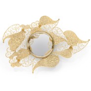 Miroir 145 - Filigree - Miroir convexe en laiton plaqué nickel avec détails en or - Pacific Compagnie.