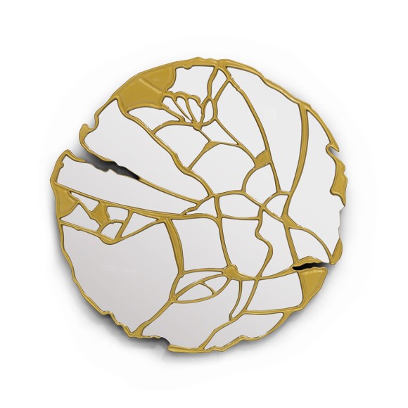 Miroir 145 - Glance - Miroir décoratif en bois laqué chrome, finition dorée - Pacific Compagnie.