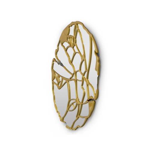 Miroir 145 - Glance - Gold and chrome finished mirror with intricate wood details - Pacific Compagnie.