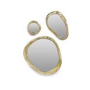 Miroir 145 - Halo - Polished brass mirror with hammered frames - Pacific Compagnie.