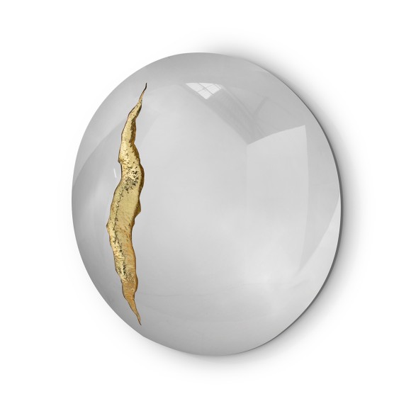 Miroir 145 - Lapiaz - Miroir design en acier inoxydable et laiton martelé, diamètre 150 cm - Pacific Compagnie.