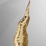 Miroir 145 - Lapiaz - Modern stainless steel and brass mirror with decorative hammered brass sheet - Pacific Compagnie.