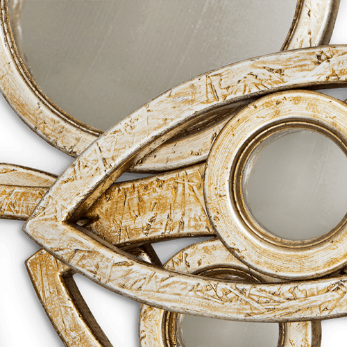 Miroir 145 - Neapoli - Miroir en bois et feuille d'argent avec patine translucide, décoration intérieure de luxe - Pacific Compa