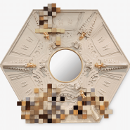 Miroir 145 - Piccadilly - Elegant rosewood veneer mirror with convex detail - Pacific Compagnie.