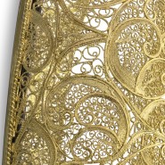 Miroir 145 - Ring Filigree - Brass cord filigree mirror in 18k gold with elegant ring design - Pacific Compagnie.