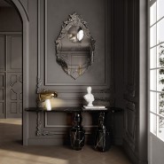 Miroir 145 - Veneto - Miroir en verre et bois laqué rouge foncé avec vernis brillant - Pacific Compagnie.