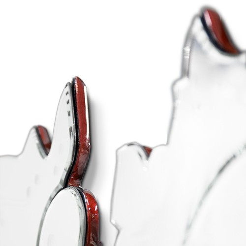 Miroir 145 - Venice - Dark red lacquered wood mirror with glass details - Pacific Compagnie.