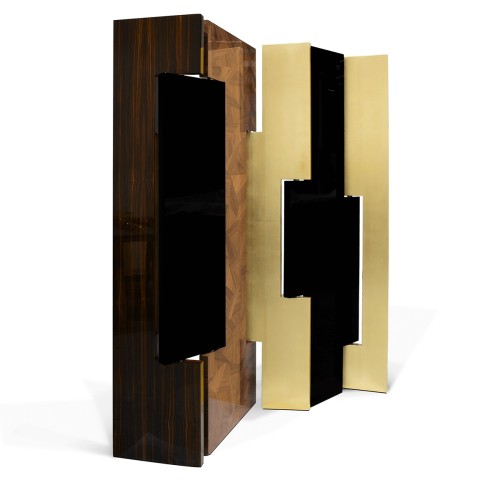 Paravent 145 - Avenue - Ebony and walnut tones on a sleek room divider - Pacific Compagnie.