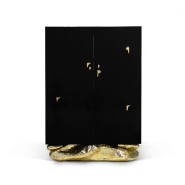 Placard 145 - Angra - Natural wood cupboard with brass and marble details - Pacific Compagnie.