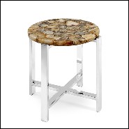 Table d'appoint 162 - Agate - Agate stone side table with metal base - Pacific Compagnie.
