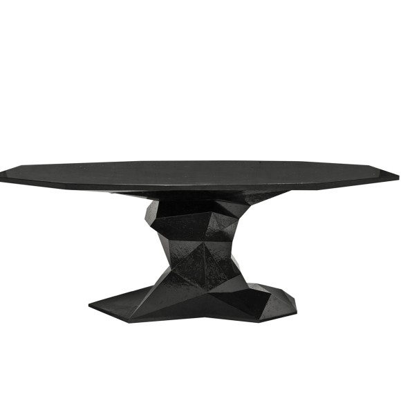 Table à manger 145 - Bonsai - Table à manger en fibre de verre et faux marbre, haute brillance - Pacific Compagnie.