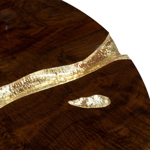 Table à manger 145 - Empire - Luxe dining table with eye-catching polished brass and wooden elements - Pacific Compagnie.