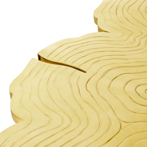 Table à manger 145 - Fortuna - Wood and polished brass dining table with sophisticated brass patina accents - Pacific Compagnie.