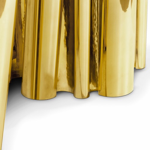 Table à manger 145 - Fortuna - Luxury dining table with wood structure, polished brass, and stainless steel elements - Pacific C