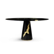 Table à manger 145 - Lapiaz - Table à manger en acajou et laiton, design moderne - Pacific Compagnie.