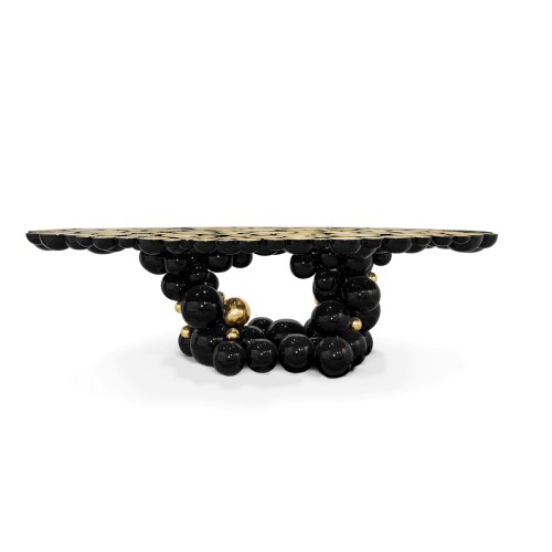 Table à manger 145 - Newton - Table à manger en aluminium et placage noyer, moyen modèle - Pacific Compagnie.