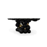 Table à manger 145 - Newton - Modern dining table with black and Walnut Venee finish - Pacific Compagnie.