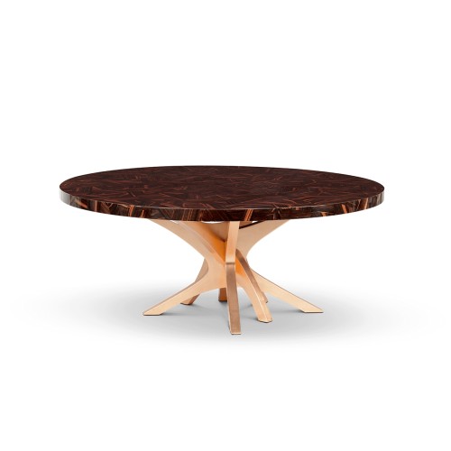 Table à manger 145 - Patch - Luxury dining table with marquetry ebony veneer and gold leaf details - Pacific Compagnie.
