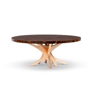 Table à manger 145 - Patch - Round dining table with 160 CM diameter and elegant gold leaf accents - Pacific Compagnie.
