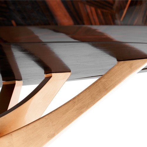 Table à manger 145 - Patch - Premium dining table with intricate marquetry ebony veneer patterns and gold leaf - Pacific Compagn