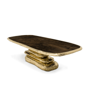 Table à manger 145 - Stonehenge - Table à manger en marbre avec détails en laiton martelé, pour une décoration intérieure raffin