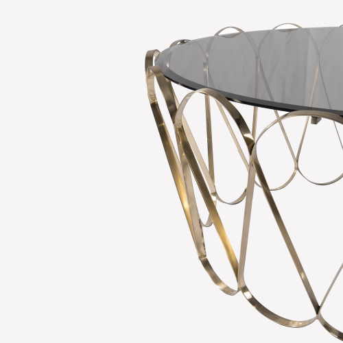 Table basse 145 - Aquarius gold - Luxurious gold center table with glass and steel base - Pacific Compagnie.