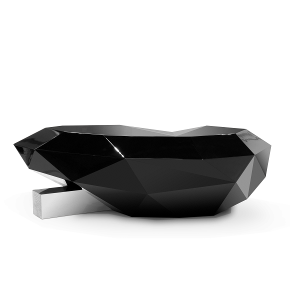 Table basse 145 - Diamond - Table basse en bois et laiton naturel - Pacific Compagnie.