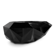 Table basse 145 - Diamond - Elegant black and natural wood coffee table with stainless steel - Pacific Compagnie.