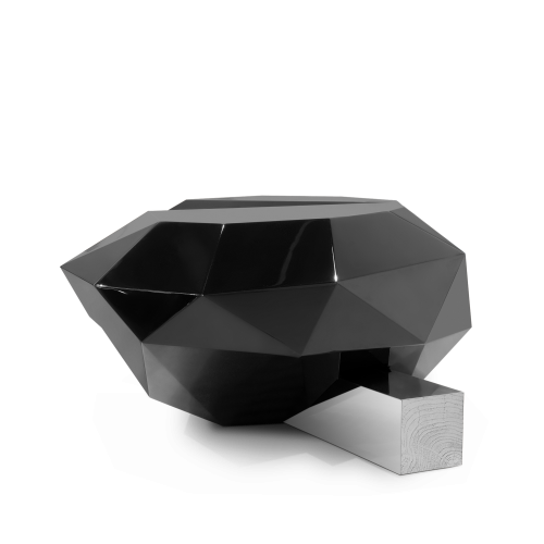 Table basse 145 - Diamond - Table basse en bois et laiton avec pieds en acier inoxydable - Pacific Compagnie.