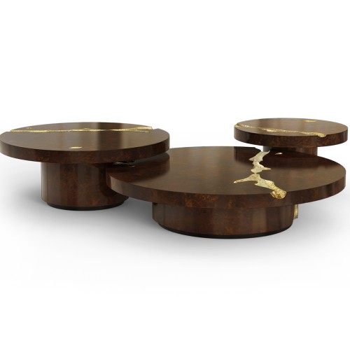 Table basse 145 - Empire set - Table basse carrara avec or, modèle noir - Pacific Compagnie.