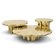 Table basse 145 - Fortuna - Luxury poplar and walnut center table with patina finish - Pacific Compagnie.