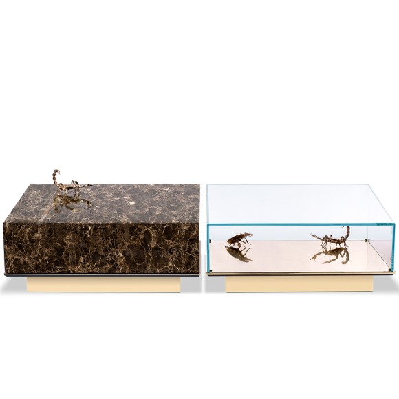 Table basse 145 - Metamorphosis - Table basse en marbre et laiton, style luxueux - Pacific Compagnie.