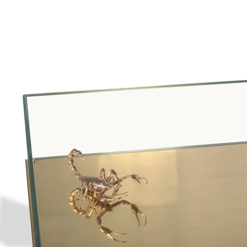 Table basse 145 - Metamorphosis - Exquisite wooden and glass coffee table with black and gold finishes - Pacific Compagnie.