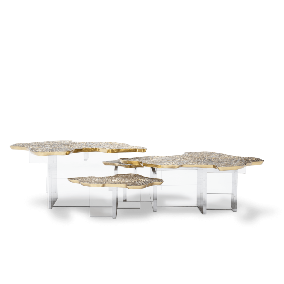 Table basse 145 - Monet - Table basse en argent et cuivre de Boca Do Lobo - Pacific Compagnie.