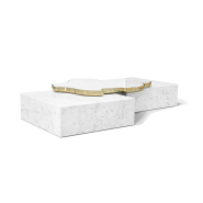 Table basse 145 - Navarra - Elegant low table with mixed carrara and sahara noir tones - Pacific Compagnie.