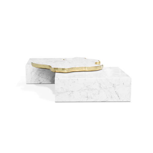 Table basse 145 - Navarra - Table basse design en marbre et métal - Pacific Compagnie.