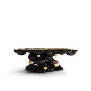 Table basse 145 - Newton - Table basse en laiton et aluminium or et noir - Pacific Compagnie.