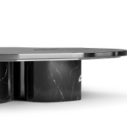 Table basse 145 - Ophelia - Marble and brass coffee table with storage, black and nickel finish - Pacific Compagnie.