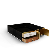 Table basse 145 - Soho - Table basse en blanc et or, décor intérieur raffiné - Pacific Compagnie.