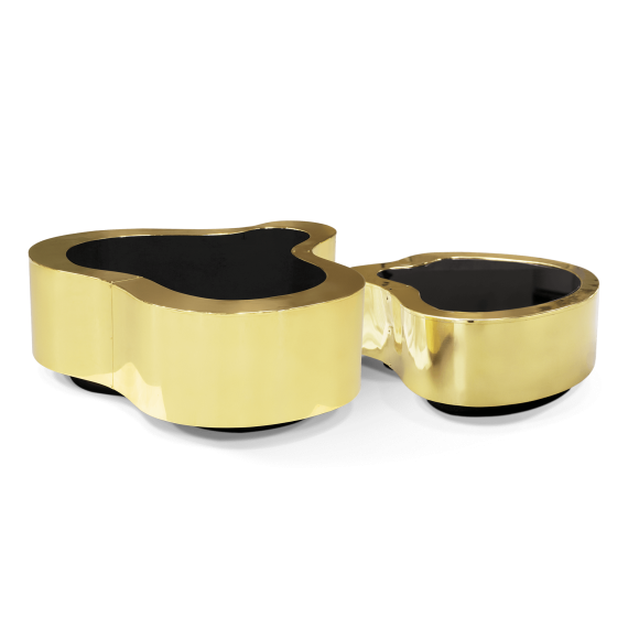 Table basse 145 - Wave - Table basse en peuplier et noyer, design naturel - Pacific Compagnie.