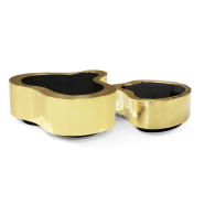 Table basse 145 - Wave - Gold and walnut wood veneer luxury table - Pacific Compagnie.