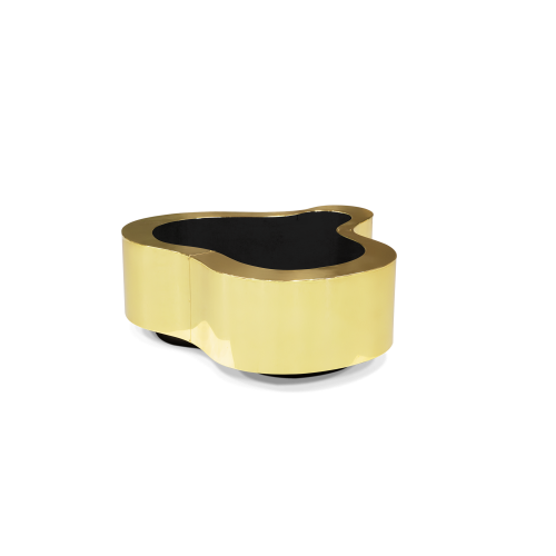 Table basse 145 - Wave - Table basse en acier inoxydable et bois, design industriel - Pacific Compagnie.